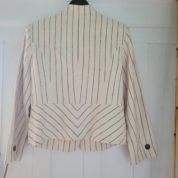 100pc Linen Cream Striped Blazer, ~Medium - Picture 3 of 10